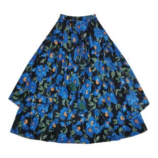 【蓝玛】素心自制民族风长裙春秋印花府绸超大摆半身裙跳舞裙包邮