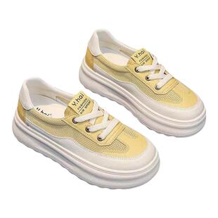 内增高秀气女鞋秋季透气2025新款今年流行爆款小白鞋女个性软鞋子