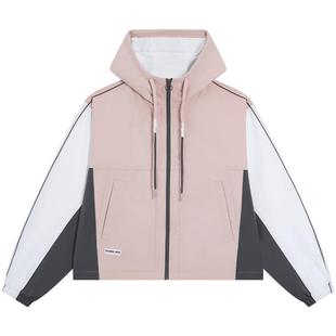 特步外套女款春秋新款潮流女装拼色宽松时尚梭织上衣运动夹克风衣