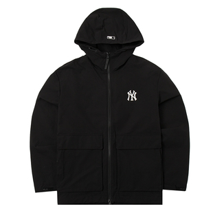 MLB情侣外套秋季男女同款NY小标连帽冲锋衣工装夹克上衣3AWJB0144
