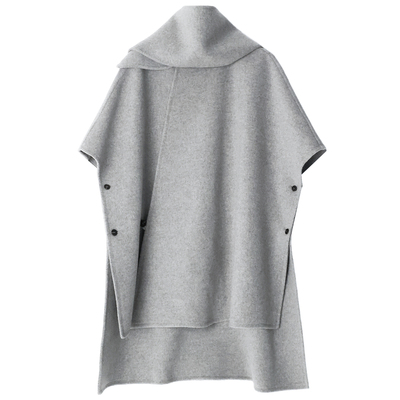 双面羊毛呢斗篷披肩两穿大衣女