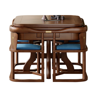 实木可收纳方圆餐桌麻将桌两用一体电动机麻全自动麻将机家用茶台