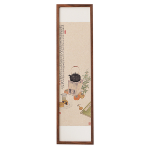 新中式玄关竖版装饰画禅意茶室水墨细长条屏双联酒店民宿日式挂画