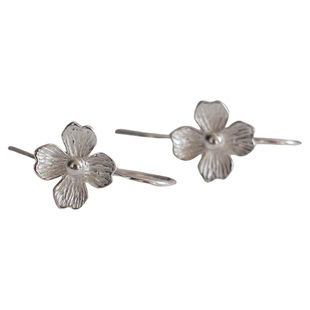 S925纯银山茶花耳钩素银四瓣花韩版简约百搭耳环潮流气质配耳饰女