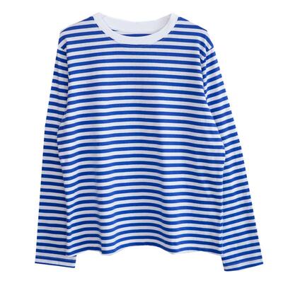 长袖条纹常规简约纯棉女百搭减龄