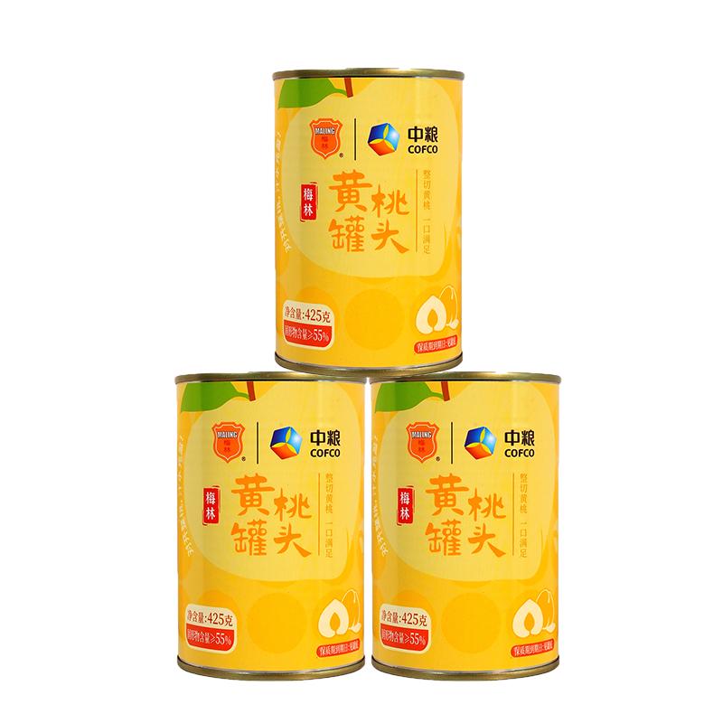 中粮梅林黄桃罐头砀山肉厚整切脆嫩多汁即食水果休闲零食清甜