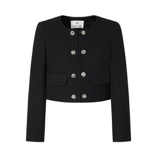 MOISSAC摩萨克秋绵羊毛法式粗花呢小香风短外套女