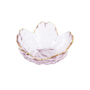 白色透明玻璃樱花调料碟酱料碟醋碟火锅蘸料碟日式锤纹金边小碟子