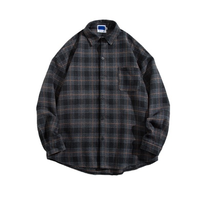 wtmp日系复古磨毛呢格子衬衫外套