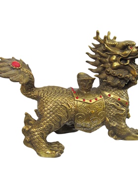 纯铜质麒麟摆件一对骐麟现瑞
