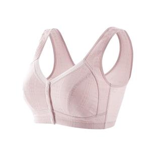 恒源祥妈妈内衣女纯棉大码前扣文胸无钢圈中老年人背心式妇女胸罩