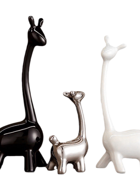 陶瓷鹿摆件一家四口客厅