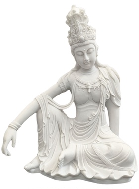 白云石自在观音茶桌书房办公室佛像摆件客厅玄关家居装饰品