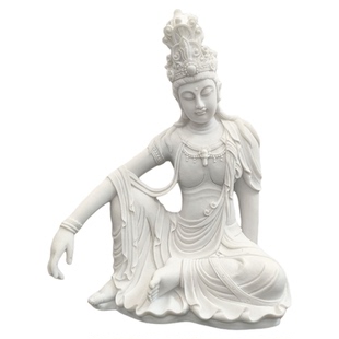 白云石自在观音茶桌书房办公室佛像摆件客厅玄关家居装饰品