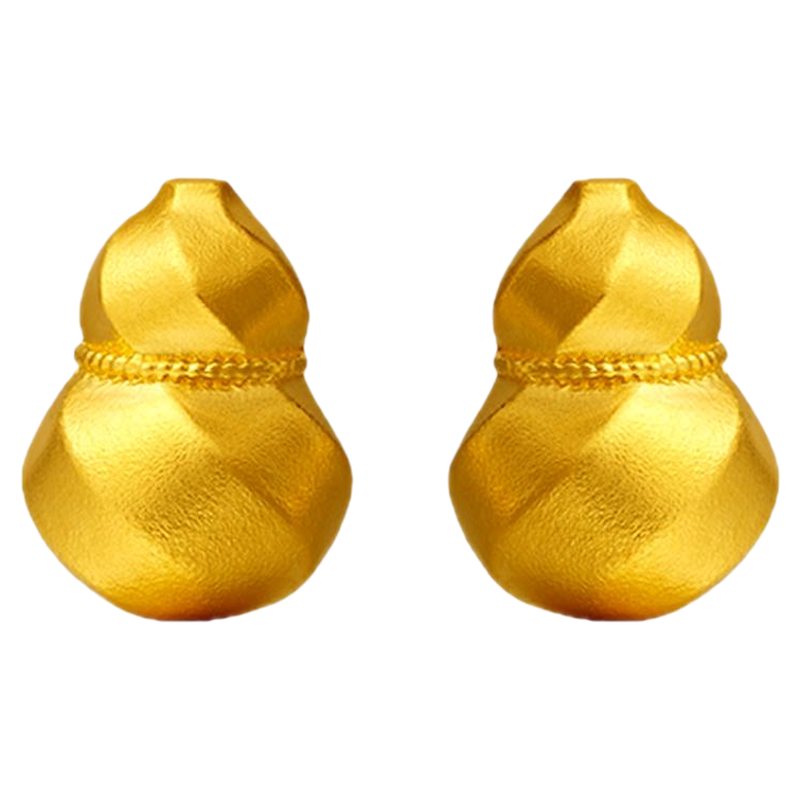 亚一黄金情逸金足金葫芦耳钉小巧葫芦古法工艺百搭通勤吉祥送礼