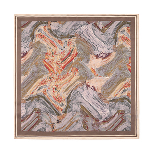 男士桑蚕丝丝巾围脖男复古油画真丝西装小方巾衬衫领巾女脖子围巾