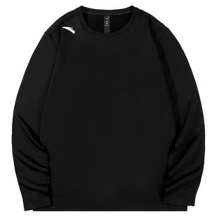 安踏长袖T恤男款卫衣冬季加绒保暖圆领套头打底衫休闲运动服内衣