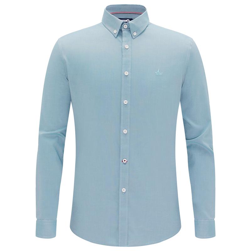 [DP免烫]Navigare意大利小帆船休闲长袖衬衣春秋季新款绿色衬衫男