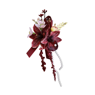 新款酒红惠兰新郎新娘婚礼胸花森系高级感仿真结婚全套襟花父母亲