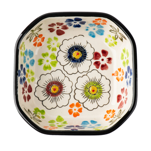 手绘方碟家用蘸料碟复古小碟子吐骨碟调料碟小吃盘子酱油碟小菜碟