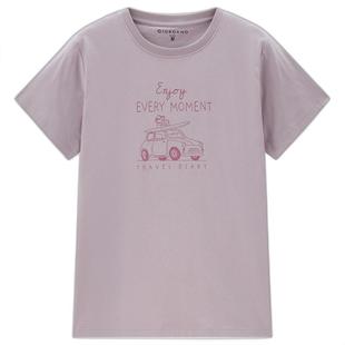 佐丹奴T恤女装纯棉针织旅行日记印花圆领短袖T恤 13394202