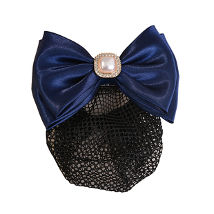 头花女职业物业客服发网套上班饭店餐饮服务员盘发网兜银行蝴蝶结