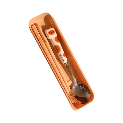 可爱方脸猫筷子勺子套装一人用