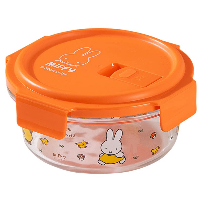 MIFFY米菲玻璃饭盒学生上班族带饭微波炉加热饭盒卡通圆形便当盒