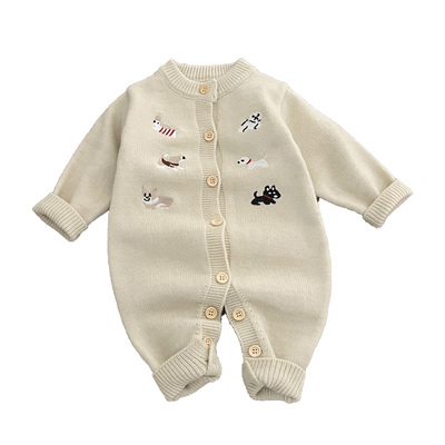 男宝宝冬季针织开衫毛衣裤子套装