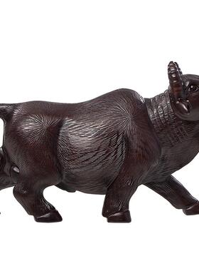 匠心雕刻黑檀木中式牛