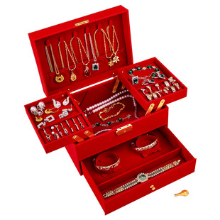 结婚订婚三金五金首饰盒高档精致黄金饰品耳环项链收纳盒彩礼钱盒