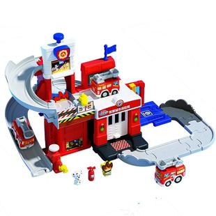 伟易达智慧城市消防局儿童闯关汽车轨道玩具停车场益智3岁6男女孩