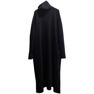 上身惊艳 优雅随性羊绒连衣裙女高领宽松慵懒针织大廓型羊毛长裙