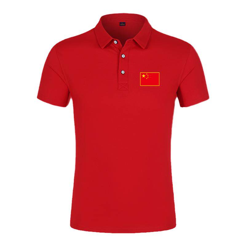 爱国衣服红色国旗POLO衫五星红旗中国翻领短袖T恤男女合唱演出服
