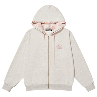 HACR宝石贝壳双帽刺绣卫衣 宽松休闲甜酷连帽开衫外套