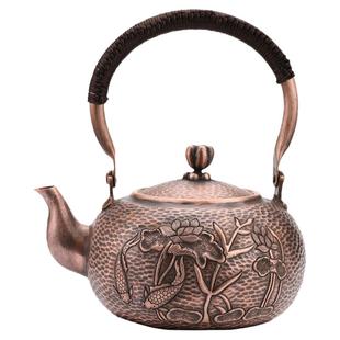 铜壶纯铜手工烧水壶复古仿古雕花电陶炉用紫铜茶壶泡茶壶茶具云南