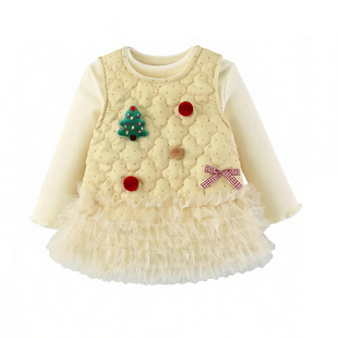 三两一周岁女童时尚套装洋气时髦裙子冬季加绒女宝宝超好看连衣裙