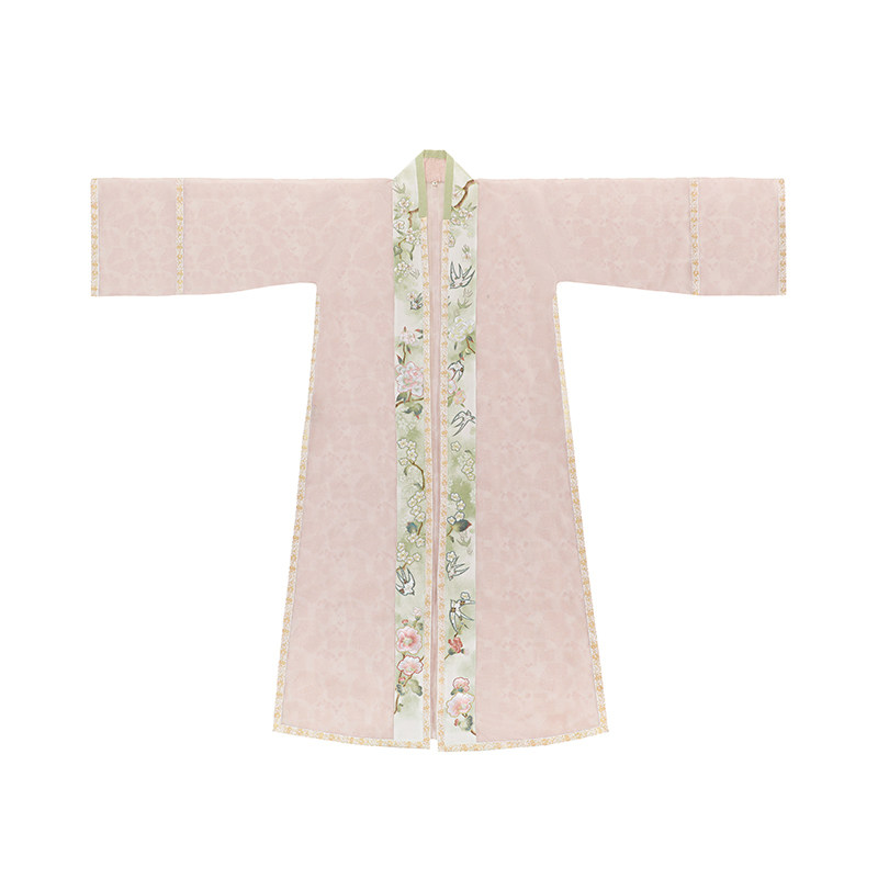 瞳莞淡绯色飞机袖一山春色绣花长汉服上装
