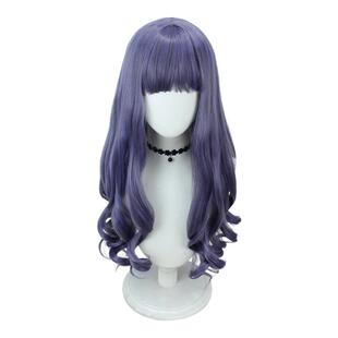 魔卡少女樱 大道寺知世cos假发 头皮顶亚克丝蓬蓬丝 特调紫灰色