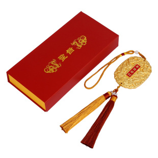 铜欣祥 黄铜奉旨发财双龙挂牌24K真金电镀创意家居装饰品工艺礼品