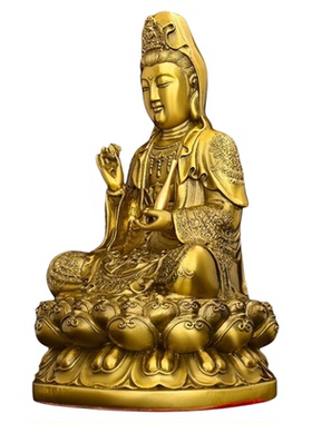 观音菩萨纯铜保平安新中式客厅