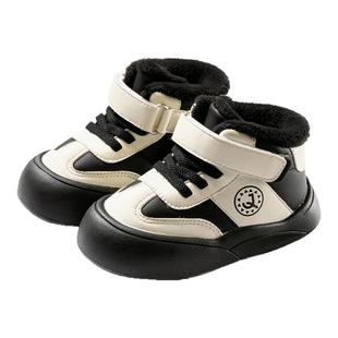 婧麒儿童棉鞋2025秋冬季新款男童加绒高帮运动鞋女童保暖休闲鞋子