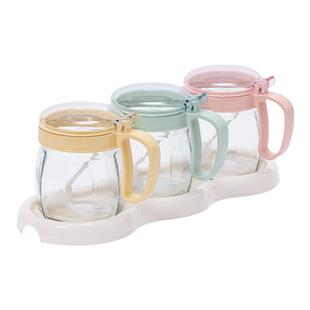 振兴玻璃调料罐厨房盐罐家用调料瓶调味瓶防潮防漏带勺佐料瓶套装