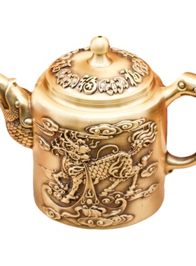 工厂直供黄铜拉丝铜壶竹节壶麒麟铜茶壶酒壶家居创意铜器摆件代发