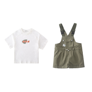 亲子女童背带裤套装夏装洋气中大童2025新款儿童夏季运动两件套潮