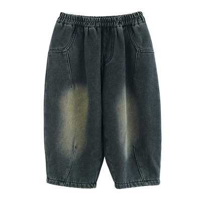 砚台家韩范儿童牛仔裤春秋款男童加绒萝卜裤男孩长裤宝宝加厚裤子