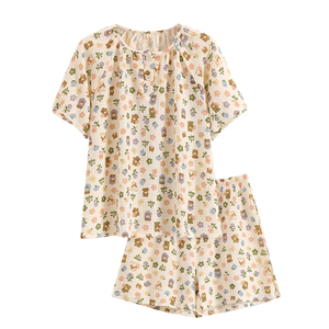 女棉麻韩版休闲短袖套装家居服