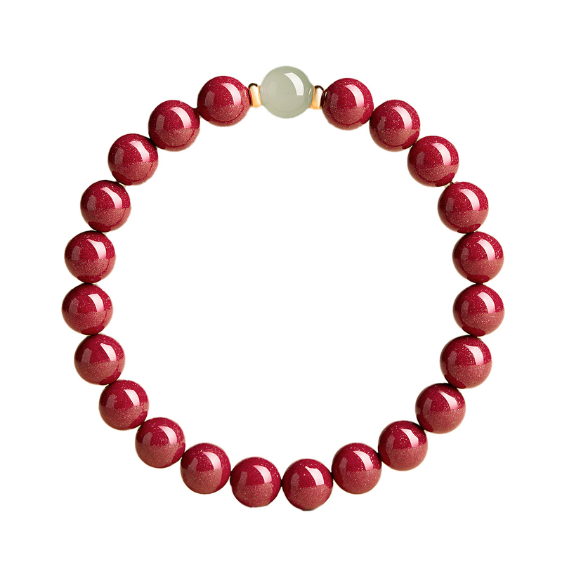 庆祥泰原矿朱砂手串高纯度女款正品官方旗舰店真品天然和田玉手链