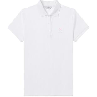 【宋佳明星同款】Hazzys哈吉斯26春夏女士素色polo衫新品短袖上衣