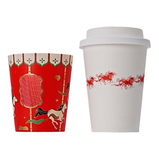 新年旋转烫金90口径纸杯咖啡杯一次性带盖加厚防烫热饮奶茶杯定制